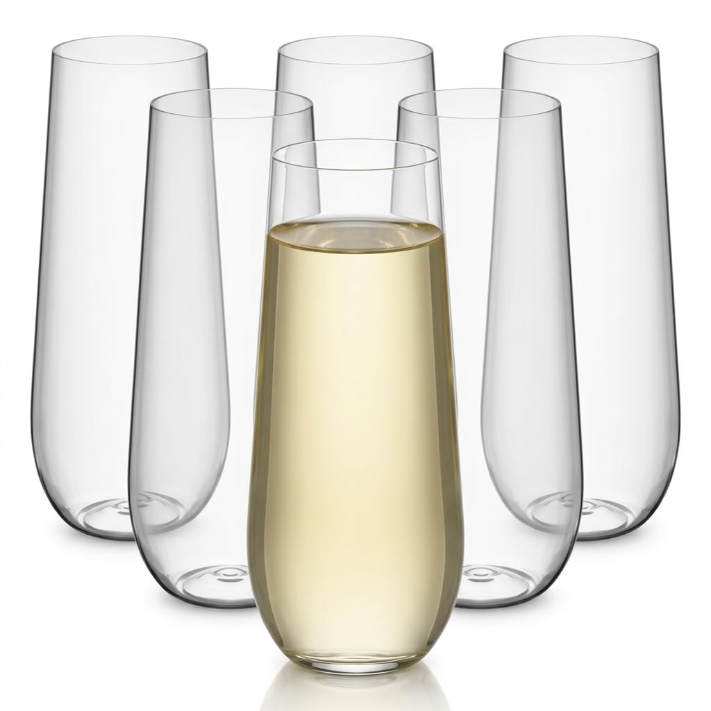 Heavy Weight PET Plastic Champagne Flutes by Glownary – Small, 13.43 pounds, Plastic, White, Pack of 64