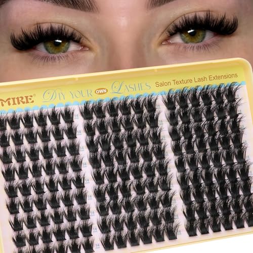 JIMIRE Manga Lash Clusters Wispy Fluffy Cluster Eyelash Extensions CC Curly 14-18MM Fluffy Eyelash Clusters Easy to Apply DIY Thick Volume Individual Lashes Extensions at Home 162Pcs Pack