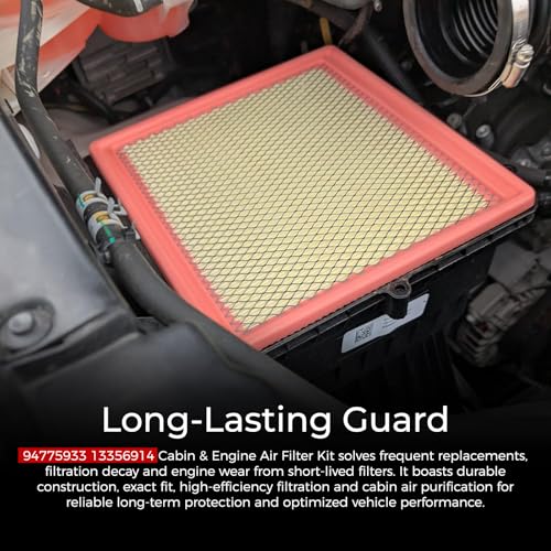 Image of 94775933 Engine & Cabin Air Filter Set Compatible with 2015-2022 Chevrolet Colorado L4 V6 GMC Canyon Replaces 13356914 23248945 CA11959 CF11966 A3195C Intake Ventilation Part