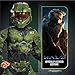 Halo Infinite Master Chief Costume, Kids Size Muscle Padded Video Game Inspired Character Jumpsuit, Child Size Large (10-12), Green & Black