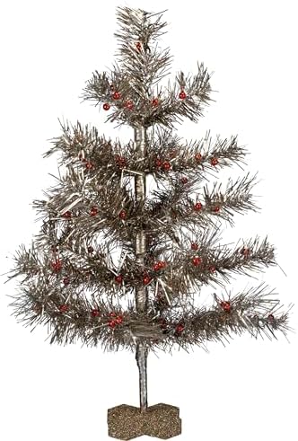 Primitives by Kathy Festive Artificial Silver Tinsel & Red Orname...