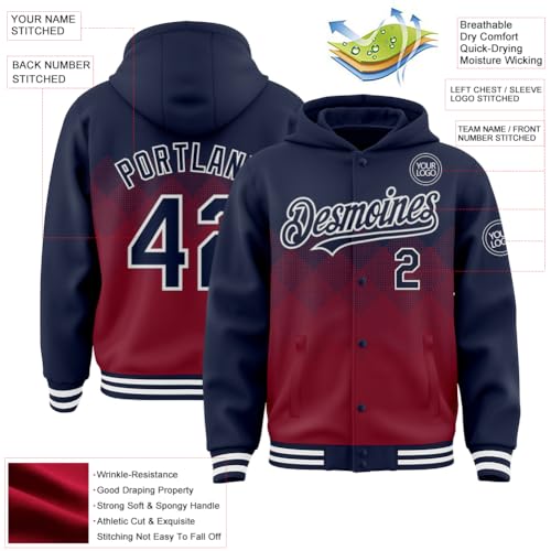 Custom Gradient Varsity Hoodie Jackets Personalized Letterman Jerseys Full Snap Sports Team Uniforms Coats2