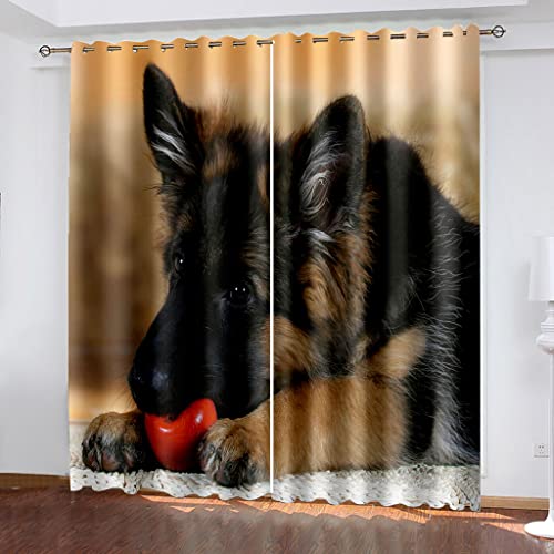 GSKOQD Rideau Thermique Isolant Anti Froid 3D Chien Animal De Mode Motif Rideaux Occultants À Oeillets 170 X 200 Cm（L X H） Rideau Salon Lot De 2 Décoration De Fenêtre pour Chambre Enfant