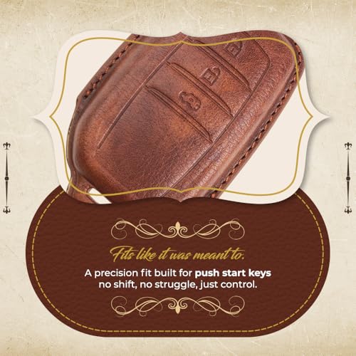 Image of Keyzone Vintage Leather Key Cover for Toyota Fortuner, Legender, Land Cruiser, Innova HyCros, 3 Button Smart Key (VL-Black)