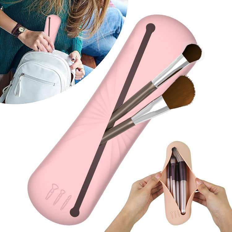 RYL SKN travel silicone makeup brush bag (pink)