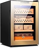 61L Electric Cigar Humidor, 300 Count Capacity with Spanish Cedar Wood Shelves, LED Display, Dual-Core Refrigeration, Humidification & Dehumidification System, Gift for Cigar Lovers