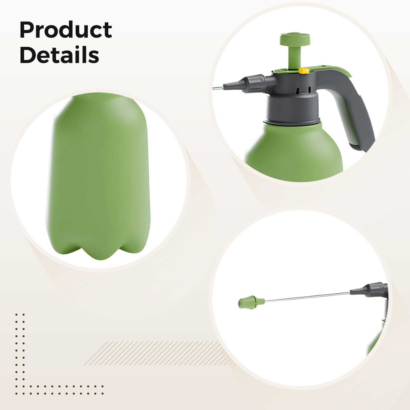 Pulverizador a prueba de productos químicos de 2 L con boquilla ajustable y varita extendida, ideal para jardinería y limpieza, blanco y verde wasabi