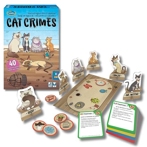 ThinkFun - Cat Crimes, 40 Crimenes Para Resolver, Juego de Lógica para Niños Edad 8+ Años
