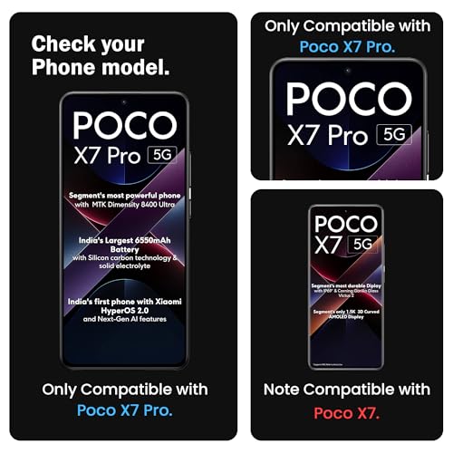 Image of ArmourPro Military Grade Gorilla Tempered Glass Compatible For Poco X7 Pro (6.67 Inch) With Easy Installation Kit for Smartphone| Edge-to-Edge Protector Coverage | Black, Pack of 2