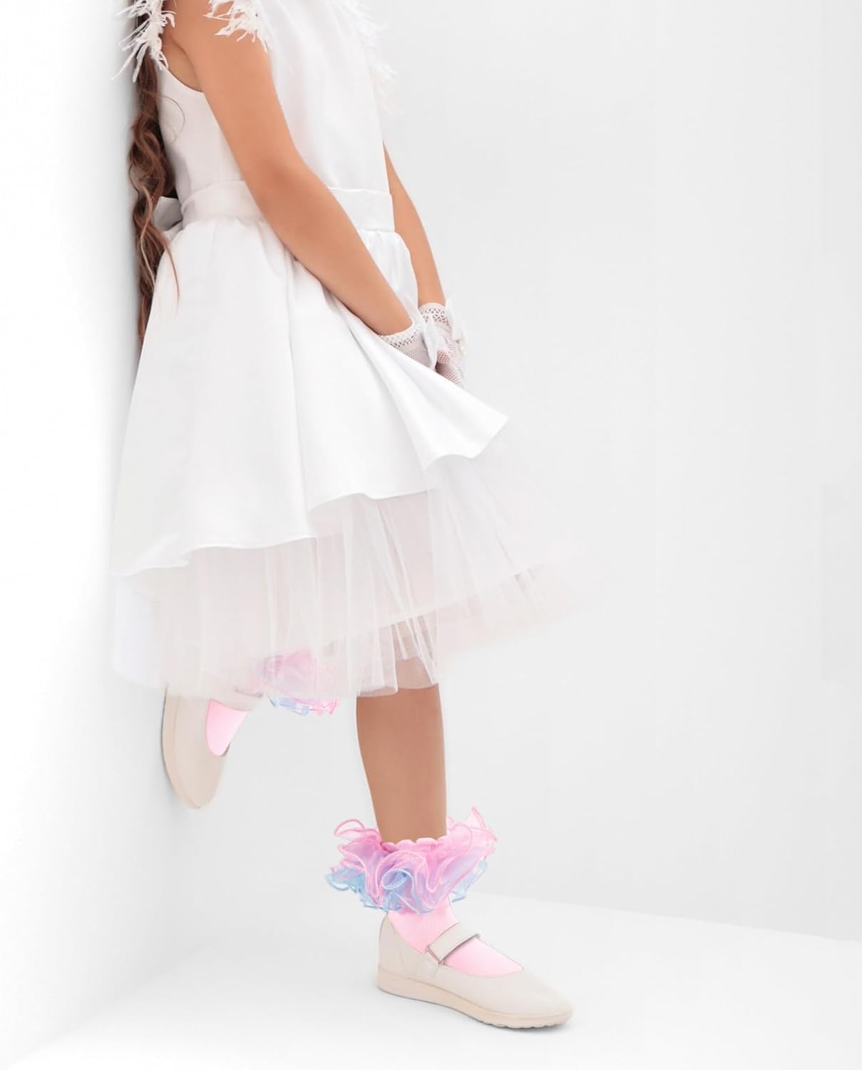 Girls Ruffle Socks Toddler Girl Lace Frilly Dress Socks Cute Church Pageant Sock with Big Ruffles for Baby Little Kid - Image 3