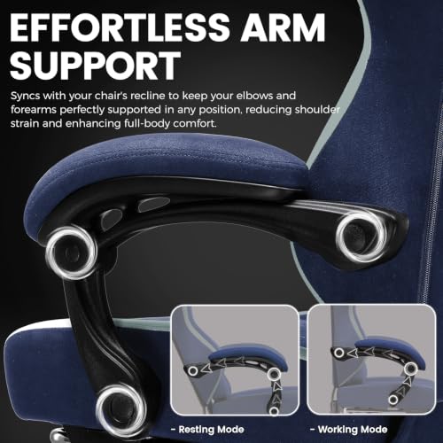 Image of GTPLAYER Gaming Chair, Computer Office Chair with Pocket Spring Cushion, Linkage Armrests and Footrest, High Back Ergonomic Computer Chair with Lumbar Support Task Chair with Footrest(Blue)