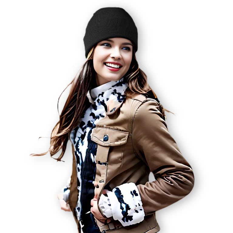 Women's Winter Cotton Beanie Cap Cuffed Plain Warm Hat Skull Soft Stretch Daily Winter Wear Cap Knitted Skiing Mountaineering Black-image-24