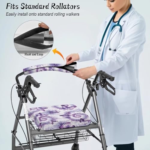 Image of Batik Butterfly Accessories for Rollator Walkers Pattern Soft Rollator Walker Seat and Backrest Covers Easy to Install Walkers Seat Covers for Seniors Women Men