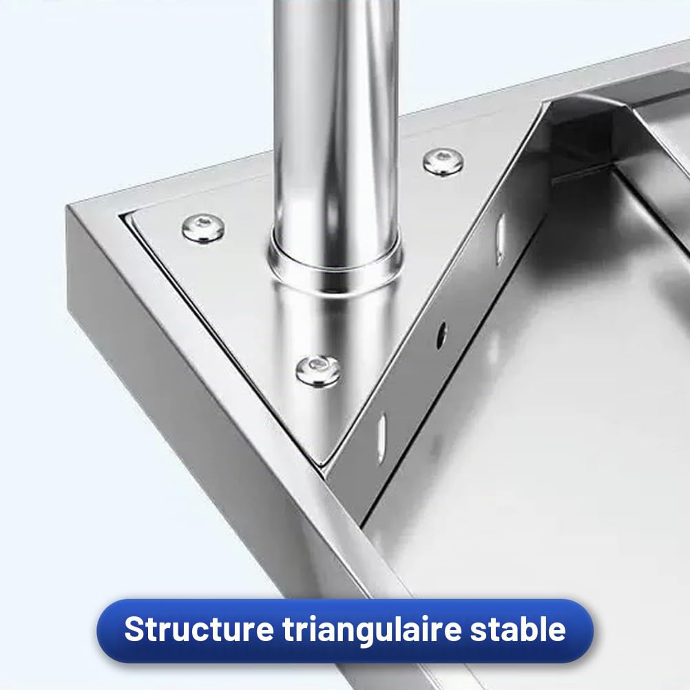 Table De Travail INOX KCCRHIN, 3 Niveaux, 100x50x80cm, Acier Inoxydable, Robuste, Facile à Nettoyer, Pour Cuisine, Restaurant, Bar, Hôtel, Maison
