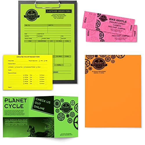 Image of Neenah Astrobrights Colored Paper, 8.5 inch x 11 inch, 24 lb /89 gsm, inchNeon inch 5-Color Assortment, 500 Sheets (20270)