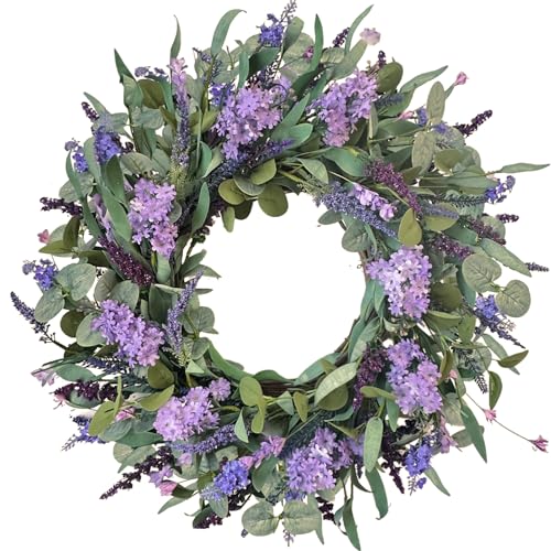 Lslefu 24-Inch Lavender Wreath for Front Door...