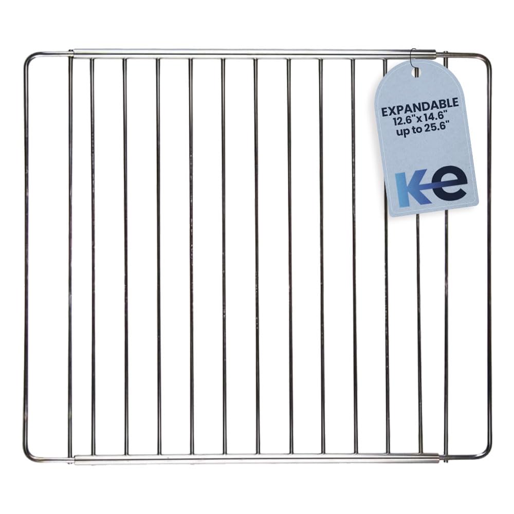 Anakel Home Rejilla de Horno Acero Inoxidable Extensible, Bandeja de Horno Universal | 32 x 37 cm hasta 65 cm, Tornillos Incluidos