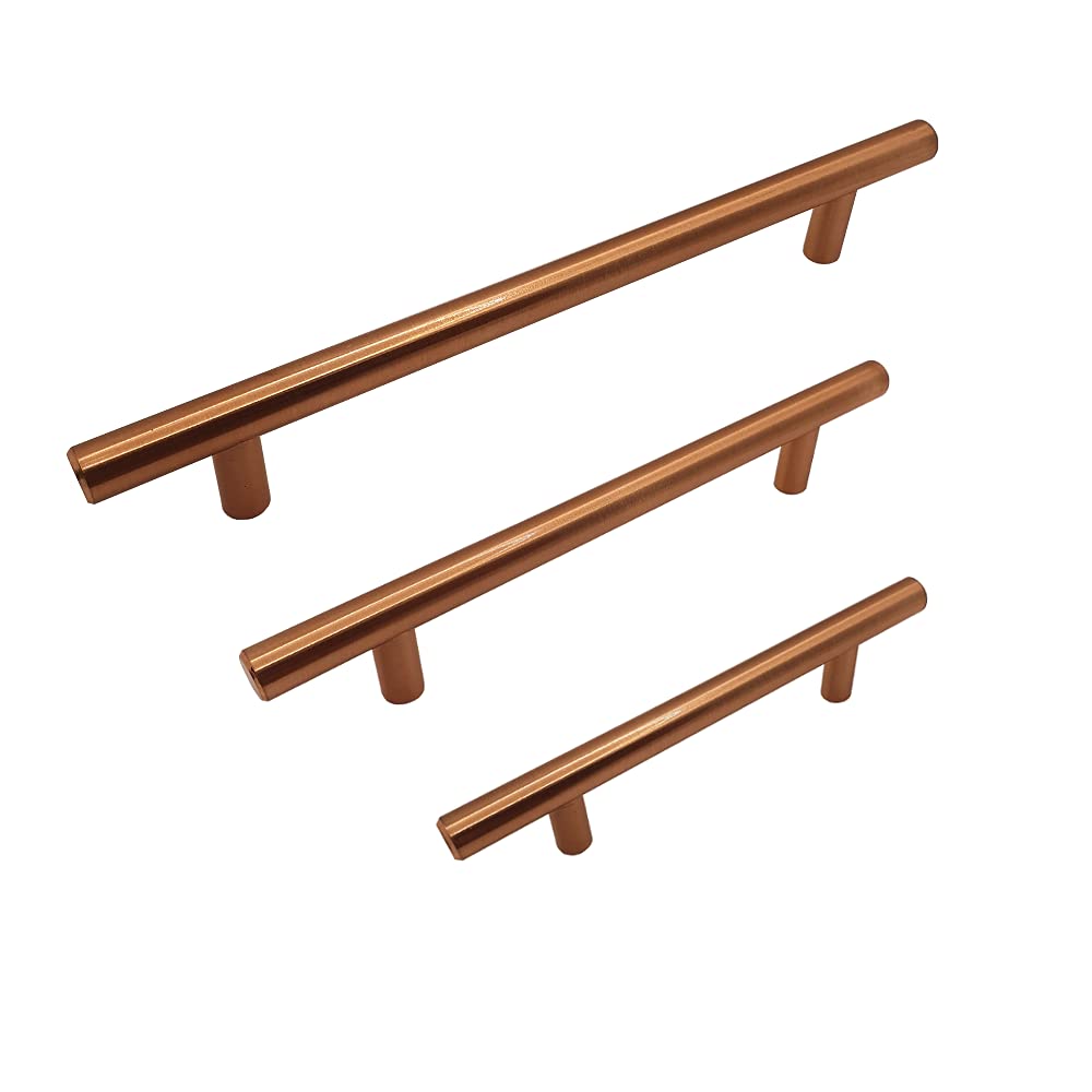 FittingsCo VEROLI T Bar Handle Copper Finish Various Hole Centres Available (128mm Hole Centres)
