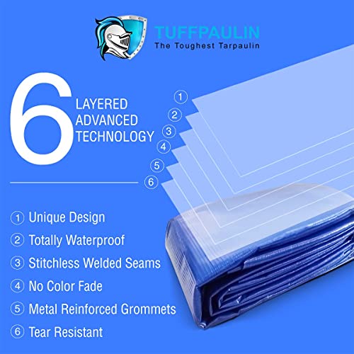Image of TUFFPAULIN Plastic TUFFPAULIN Keep It Fresh Waterproof Uv Treated Extra Strong 200 Microns Tarpaulin 14611:2016 Approved (Blue,6X9 Ft)