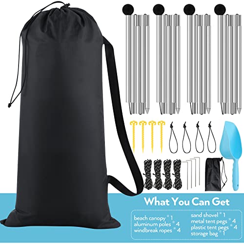 Beach Tent Pop Up Beach Canopy, Upf50+ Sun Beach Shade, Portable Sun Shelter With 4 Aluminum Poles, 4 Pole Anchors & Sand Shovel, Family Beach Sunshade With Carrying Bag (Rainbow, 10X10 Ft) #TOP6