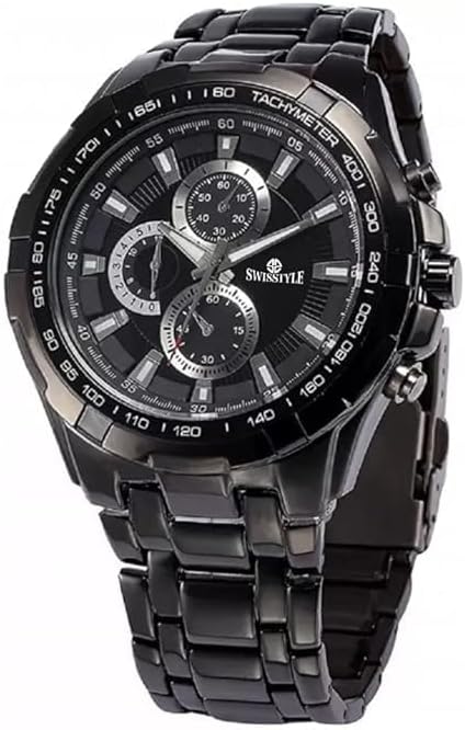 Black Chain Chrono Look Analog Watch for Men