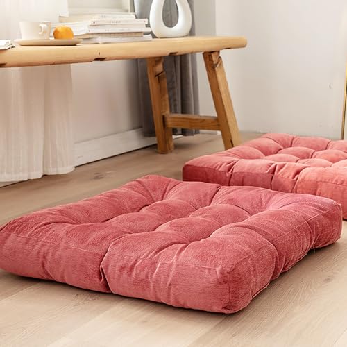 Coussins de sol tatami pour salon et chambre en velours rouge