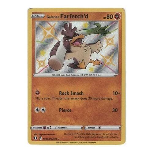 shiny farfetch'd pokemon card POKÉMON SHINING FATES SV063/SV122 GALARIAN (HOLO) Toys & Games If heads Graded:For graded cards MtG Trading Card Game Pokémon anniversary set
