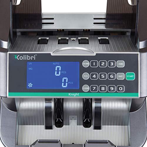 Kolibri Knight Business-Grade Money Bill Counting Machine with Ultraviolet, Magnetic and Infrared Counterfeit Detection, Top Loading Cash Counter with Large LCD Screen, 1-Year Warranty