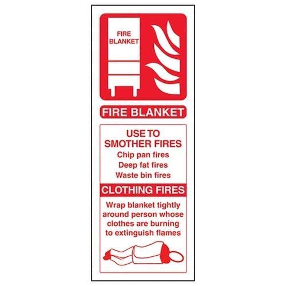 VSafety Fire Blanket Id Fire Extinguisher Sign - Portrait - 75mm x 200mm - 1mm Rigid Plastic