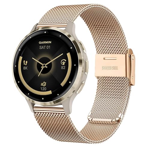 VELULYX Bracelet en métal pour Garmin Venu 4 41mm/Venu 2S/3S/Vivomove 3S/Vivoactive 4S, 18mm Bracelet acier inoxydable pour Fossil Gen 6/5E/3/4/Withings Steel HR 36mm/ScanWatch 2 38mm