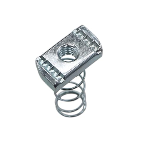 Miniatura 2 de Tuercas de canal de puntal 38-16, paquete de 10 tuercas de resorte estándar gruesas con uso chapado en zinc en puntales de canal