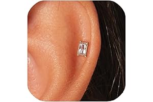 14k Gold Plated CZ Flat Back Stud Earrings for Women