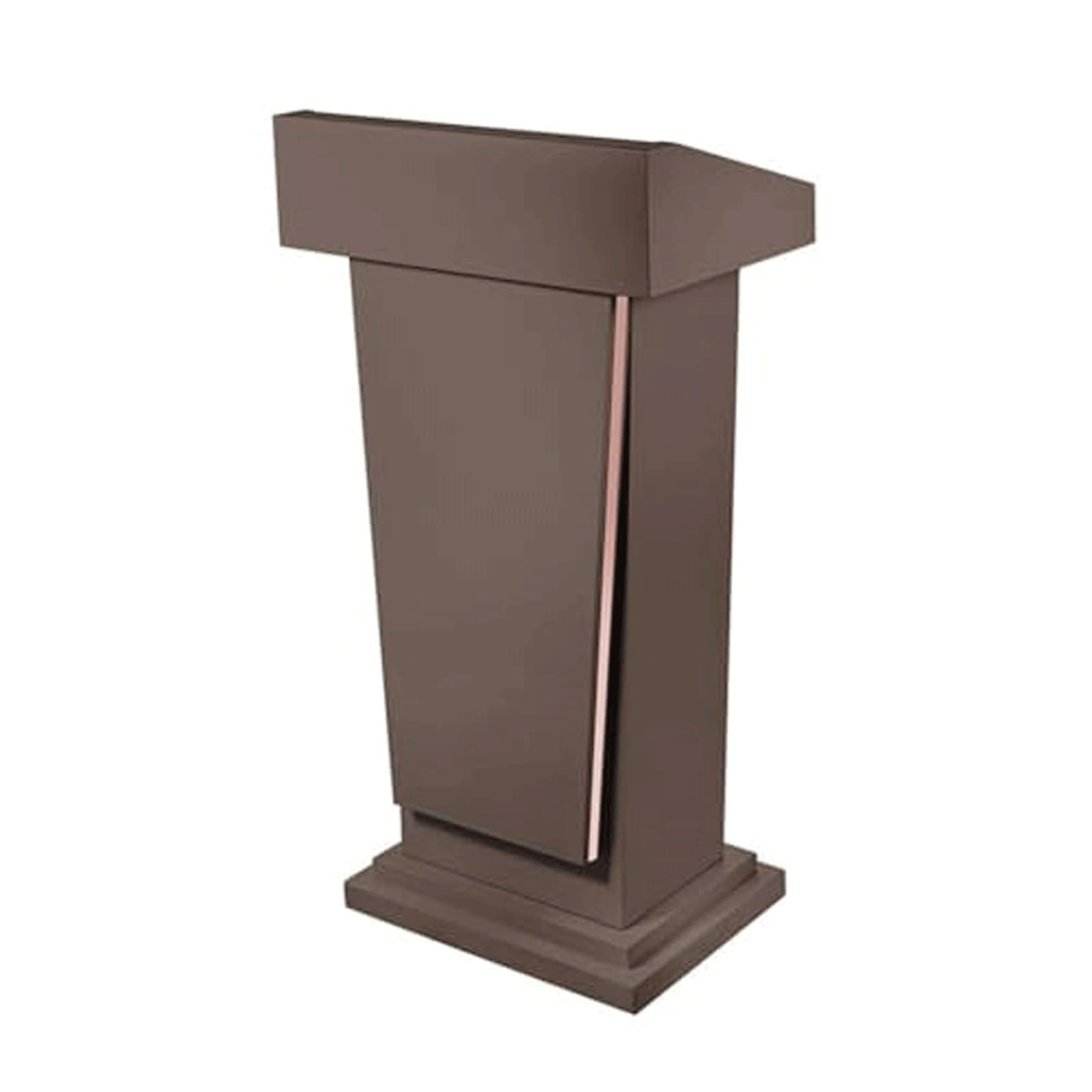 YTGHBIML Stainless Steel Podium Stand, Modern Church Pulpit with Storage, Floor Standing Hostess Stand Luxury Lectern for Churches(Brown)