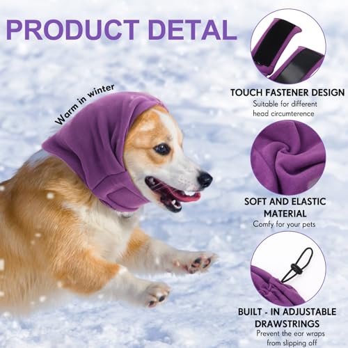 Image of 2 Pcs Dog Calming Ear Muffs with Adjustable Fit - Noise Canceling Ear Protector for Bath /Grooming /Thunder Anxiety Relief, Soft Breathable Hoodie(S)