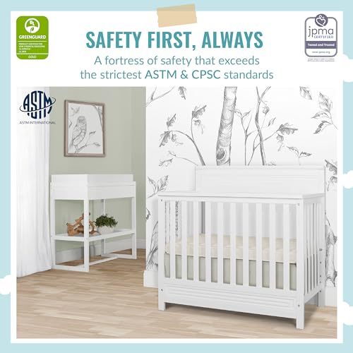 Dream On Me Harbor Full Panel 4-in-1 Convertible Mini Crib in White, Water-Based Paint Finish, JPMA Certified, 3-Position Mattress Height Setting, Made of Solid Pinewood - image 2