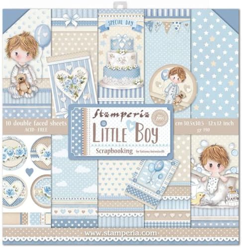 Stamperia Bloc de Scrapbooking 10 hojas 30.5x30.5 (12'x12') 2 caras - Little Boy