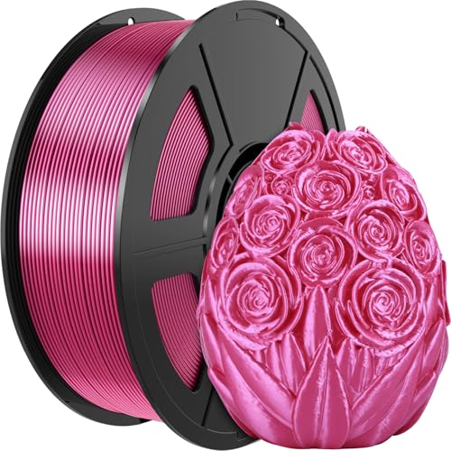 Image of Rose Red Silk PLA Filament 1.75mm, High Speed PLA 3D Printer Filament Rose Pink Low Warp & Clog-Free, Shiny Magenta PLA 1kg(2.2lb), Fits for Most FDM 3D Printers