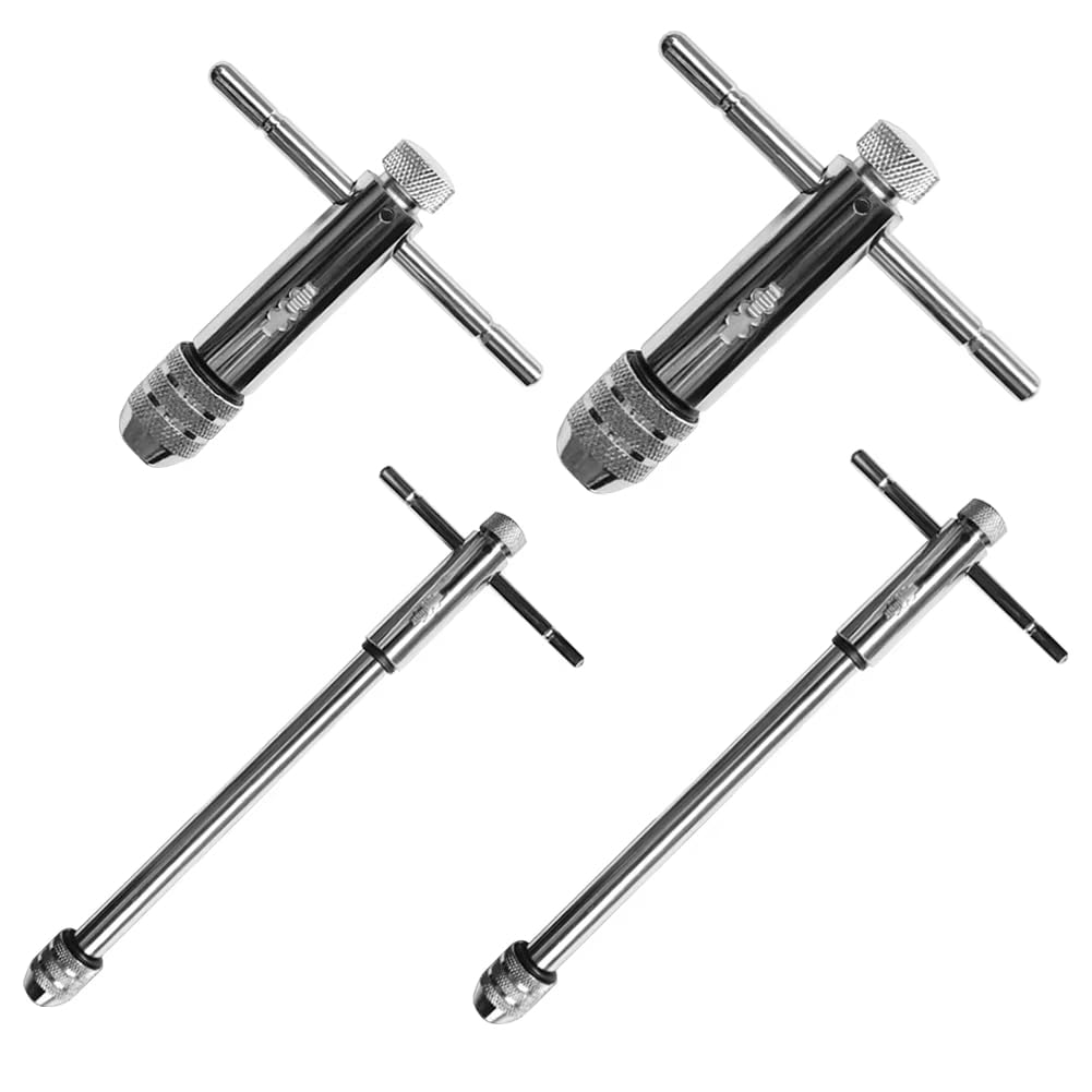 Llave de Macho de Roscar con Trinquete y en T Ajustable, Soporte Manual, Llave de Escariador, Macho de Roscar en Forma de T Métrico, M3-M8, M5-, Roscado Manual