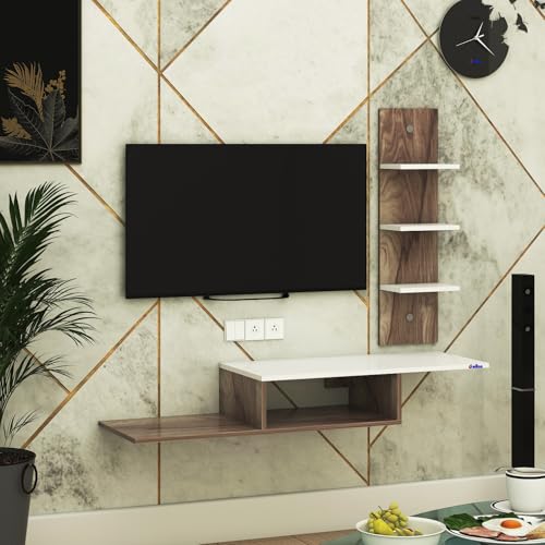 Image of Thomas Engineered Wooden TV Unit /TV Stand /Wall Mounted TV Unit /TV Cabinet /TV Entertainment Unit (CoachWood /White) - Ideal for Upto 43 inch(D.I.Y)