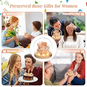 Valentines Gifts for Her, Preserved Real Rose in Glass Dome with LED Light, Gifts Idea for Women Wife Mom Grandma on Anniversary Birthday Mothers Day Thanksgiving Christmas, Sweet Gifts Valentines Gifts for Her Preserved Real Rose in Glass Dome with LED Light Gifts Idea for Women Wife Mom Grandma on Anniversary Birthday Mothers Day Thanksgiving Christmas Sweet Gifts