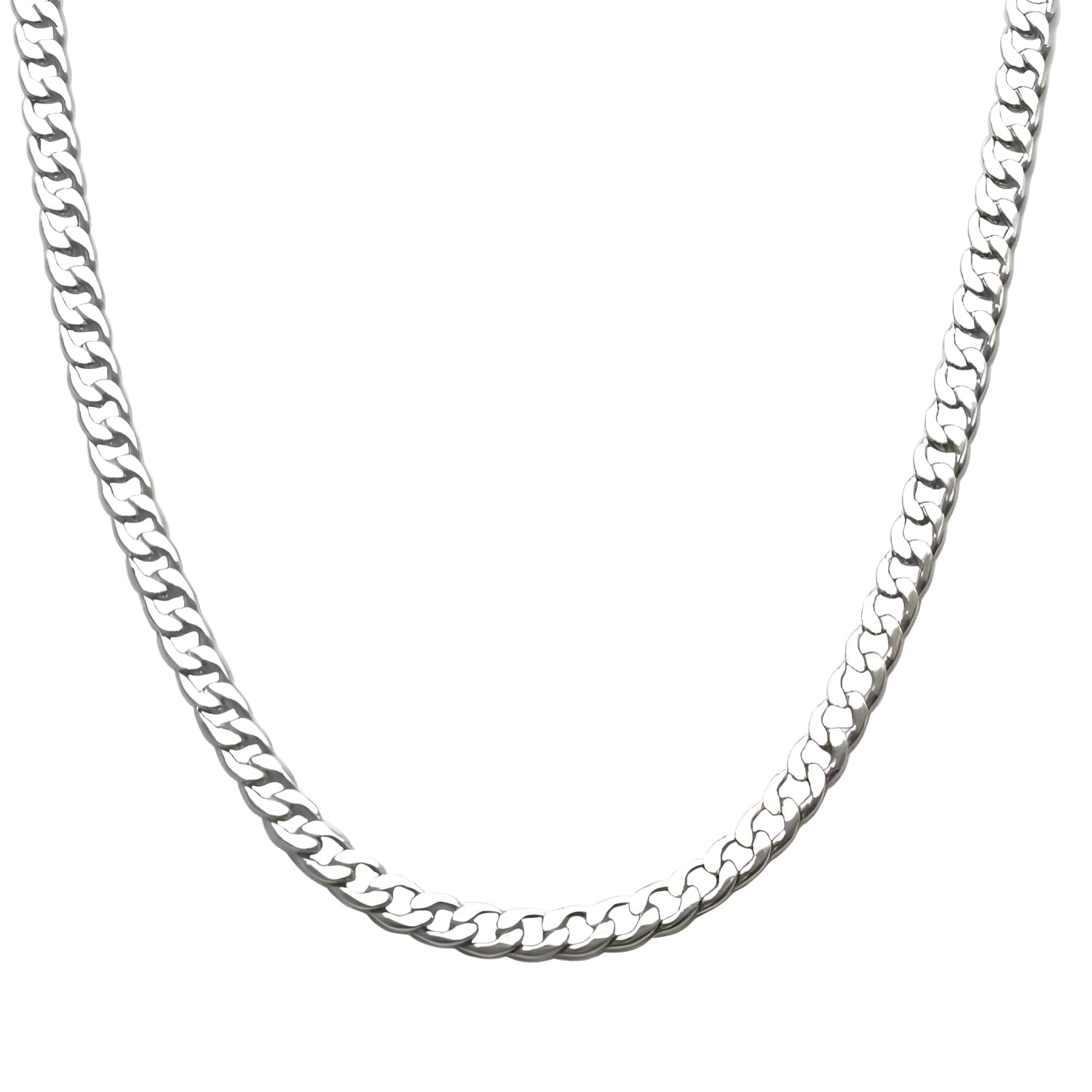 Collana Uomo In Acciaio Inossidabile - Catena 5 Mm Argento, 50 Cm, Regalo Per Lui