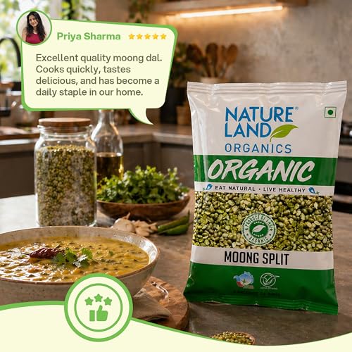 Image of Natureland Organics Moong Chilka / Split 500 Gm - Organic Healthy Pulses