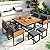 Merax 9 Pieces Outdoor Dining Set for 8 People, Acacia Wood Patio Furniture Sets with 1 Square Table, 4 Cushioned Chairs and 4 Ottomans for Backyard, Garden, Lawn, Poolside, Space Saving Design, Gray