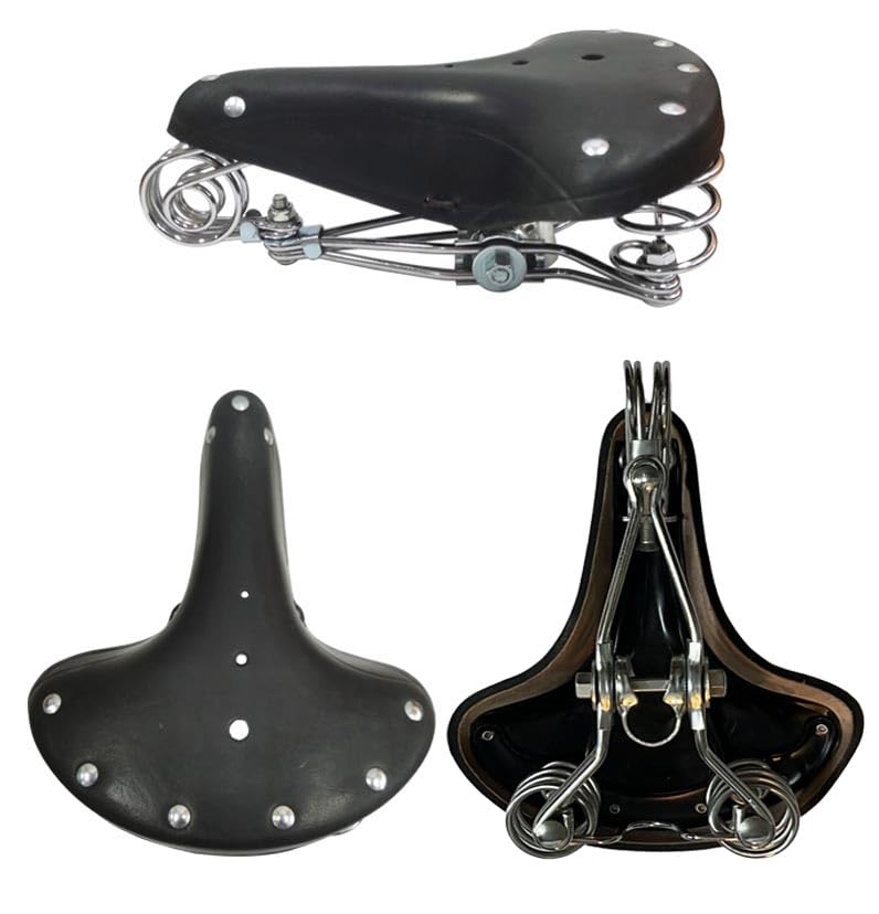Fahrradsattel BGB-916 schwarz Ledersattel Retro Sattel Fahrradsitz Hollandrad gefedert Sport & Freizeit