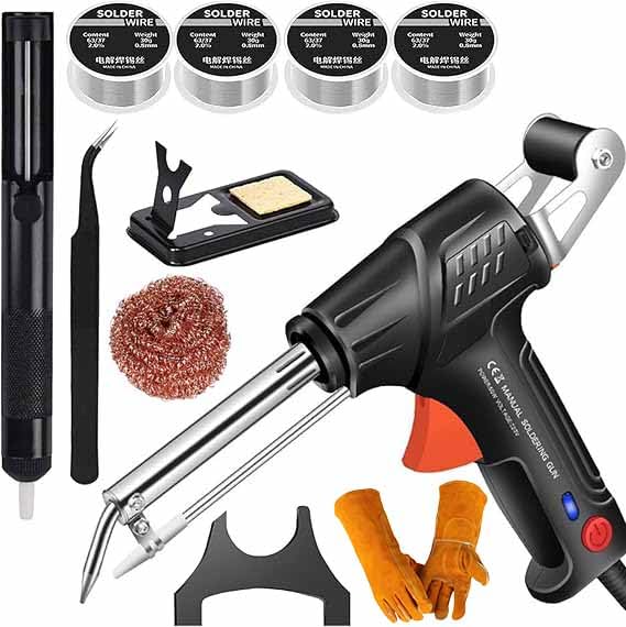 Herramienta de soldadura láser industrial calentada internamente máquina de soldadura láser automática con cable para múltiples metales con 4 rollos de alambre de estaño (negro)