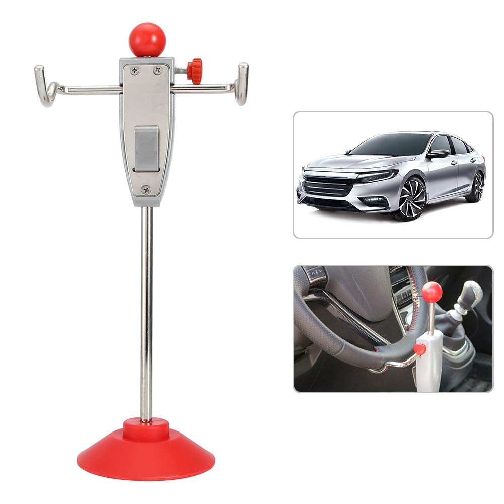 KIMISS Herramienta del de alineación del volante, herramienta de soporte del soporte del volante de la furgoneta del bastidor de alineación del automóvil (rojo + plata)