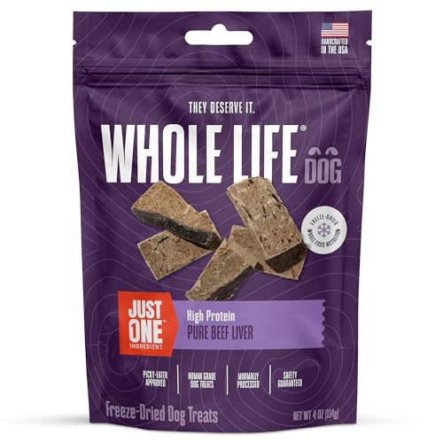 Whole-Life-Dog-Just-One-Beef-Liver-Freeze-Dried-Dog-Treats-Human-Grade-High-Protein-Food-Healthy-Training-Snacks-Freeze-Dried-Food-Toppers-USA-Made-Natural-Treats-4-oz-Pack-of-1 Whole Life Dog Just One Beef Liver Freeze Dried Dog Treats - Human Grade High Protein Food, Healthy Training Snacks, Freeze Dried Food Toppers, USA Made Natural Treats - 4 oz (Pack of 1) - Image 1
