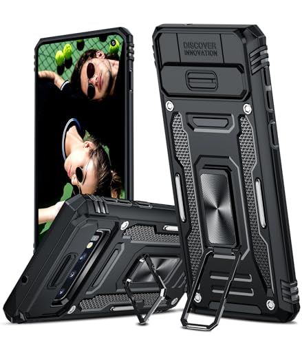 LeYi for Samsung Galaxy S10(Not Fit S10+) Phone Case with Camera Lens Cover Slider and Ring Stand Holder Military Grade Hard Protective Cover Tough Armour Case for Samsung Galaxy S10 Black