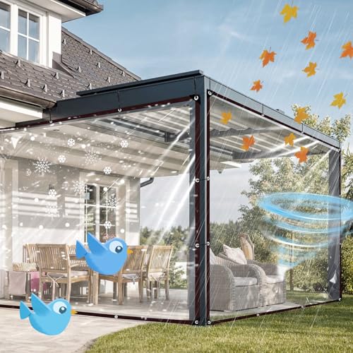 Lona transparente de PVC reforzado de 2.2x3.3 m impermeable para exteriores 4