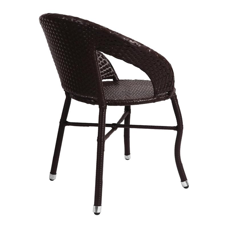 Image of Amazon Brand - Solimo Rattan Wicker 4 Seater Patio Seating Set | 4 Chair and 1 Square Glass Topped Table Set | Coffee Table Furniture for Balcony, Garden, Terrace, Indoor, Outdoor Use (Dark Brown)